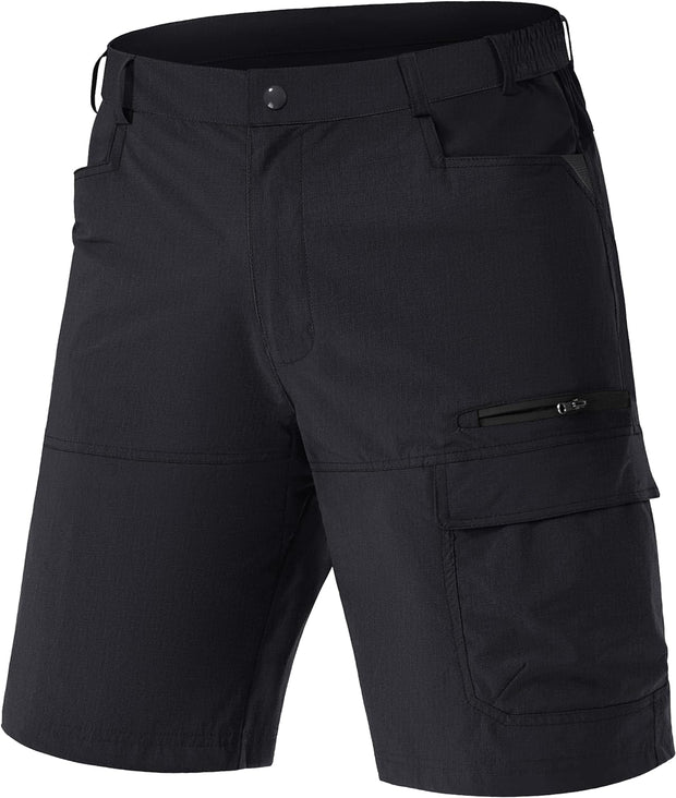 Men'S Shorts Quick Dry Cargo Shorts Elasticated Waist Outdoor Hiking Shorts with Zip Pockets