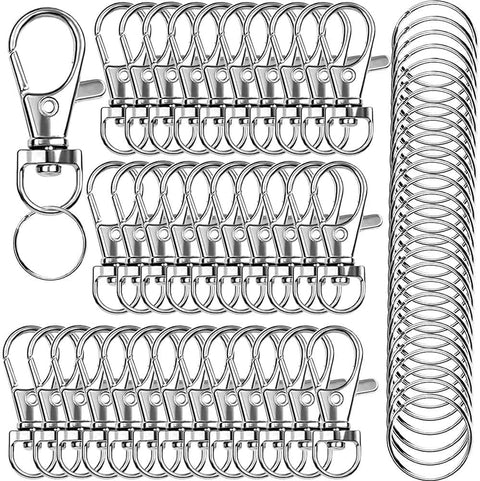 100PCS Premium Swivel Lanyard Snap Hook with Key Rings, Metal Hooks Keychain Hooks for Lanyard Key Rings Crafting