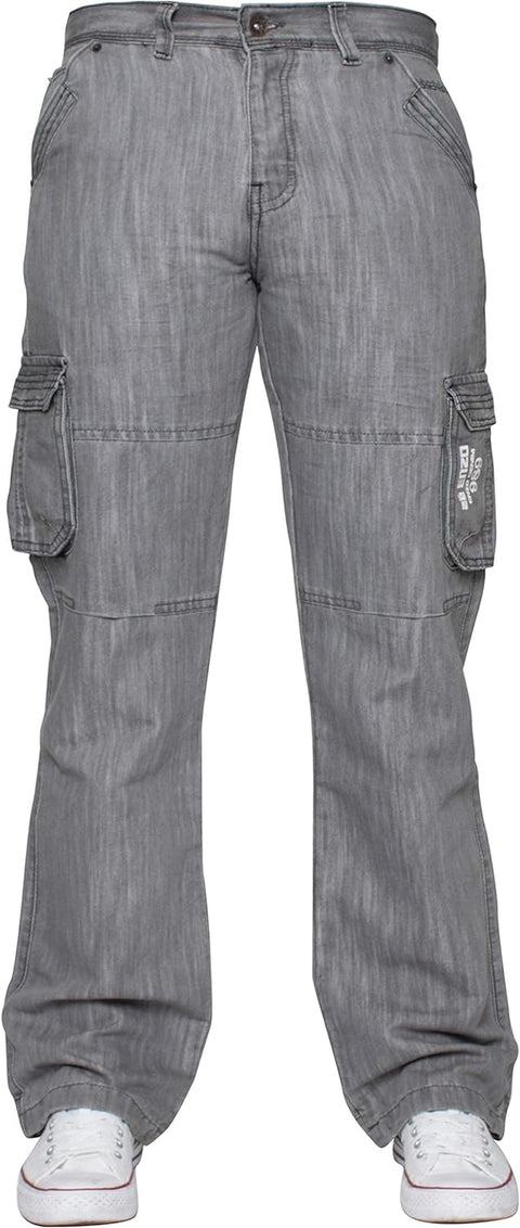 ENZO Mens Designer Cargo Combat Jeans Denim Pants All Waist Sizes