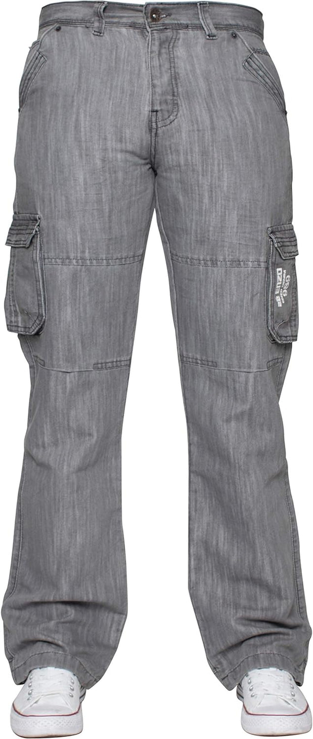 ENZO Mens Designer Cargo Combat Jeans Denim Pants All Waist Sizes