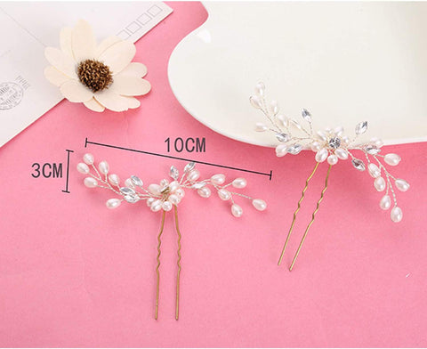 Bridal Hair Pins - 3Pcs Fashion Retro Elegant Ladies Pearl Rhinestone Hair Accessories for Wedding Bridal Jewelry Bridal Hair Accessories Headpiece Wedding Accessories (3PCS)