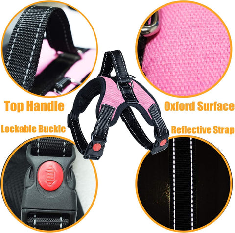 No Pull Dog Harness Breathable Adjustable Comfort Free Lead Included for Small Medium Large Dog Best for Training Walking S Pink