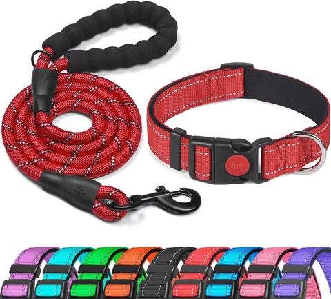 Reflective Dog Collar Padded with Soft Neoprene Breathable Adjustable Nylon Dog Collars for Small Medium Large Dogs