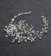 Crystal Headband Bridal Hair Piece Bridal Hair Accessories Bridal Hair Vine Wedding Headpiece Hair Pieces Wedding Hair Piece Wedding Hair Accessories (Silver)