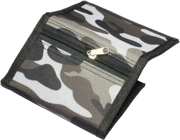 RFID Slim Camouflage Wallet for Kids/Trifold Wallets for Men/Mini Trifold Coin Purse with Zipper for Kids - Blue