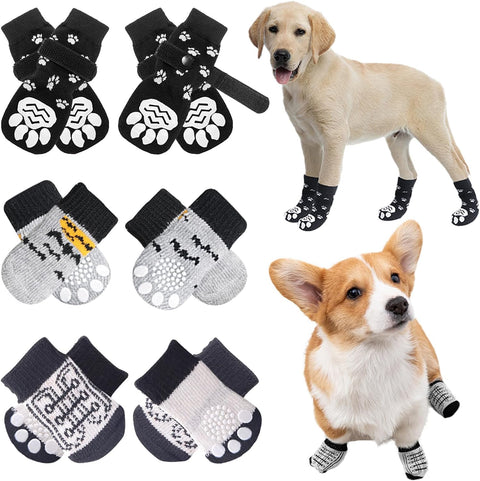 6 Pairs Dog Socks, anti Slip Dog Shoes, Dog Grip Socks with Straps, Non Slip Dog Socks, Pet Paw Protector for Pet Indoor Wear & Outdoor Walking