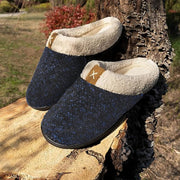 Men'S Cozy Memory Foam Slippers with Fuzzy Plush Wool-Like Lining, Slip on Clog House Shoes with Indoor Outdoor Anti-Skid Rubber Sole