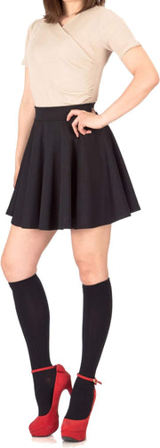 Women'S Plain Skater Skirt Basic A-Line Stretchy Flared Mini Flowy Skirt Multiple Colours plus Size Curve 8-22