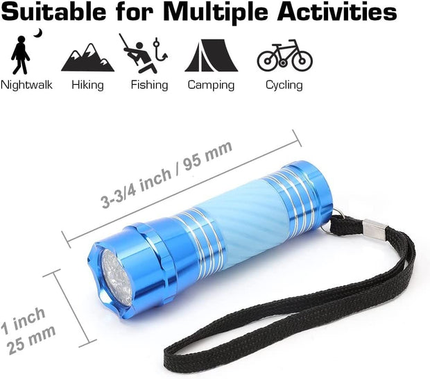 4-Pack LED Flashlight Mini Torch, 90Mm Small Torches, Colorful Glow in Dark Torch Light, Camping Hiking Outdoors Party-Lightweight, Batteries Included