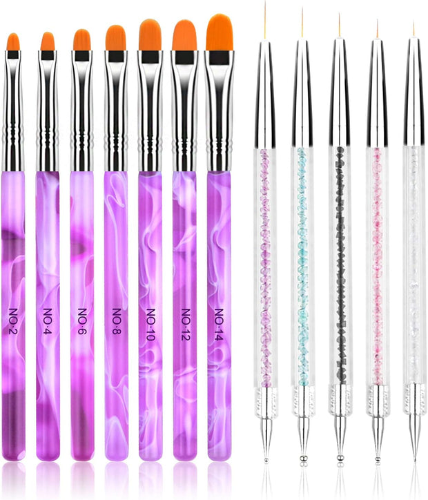 Nail Art Brushes Set, 15Pcs Acrylic Nail Brush Painting Pen and 5Pcs Nail Dotting Tools, Nail Pen Designer Nail Art Painting Kit for Diy & Professional Use