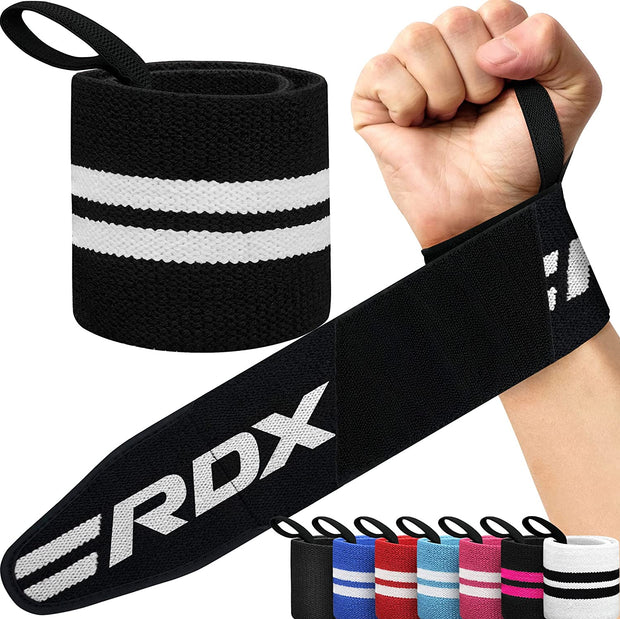 Weight Lifting Wrist Wraps Support, IPL USPA Approved, Elasticated Pro 18” Cotton Straps, Thumb Loop, Powerlifting Bodybuilding Fitness Strength Gym Training WOD Workout, Gymnastics Calisthenics