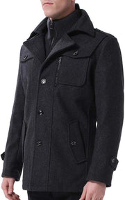 Mens Wool Coats Regular Fit Military Winter Trench Coat Hip-Length Thick Casual Peacoat