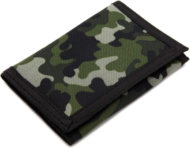 RFID Slim Camouflage Wallet/Trifold Canvas Outdoor Sports Wallet for Boys & Kids - Green