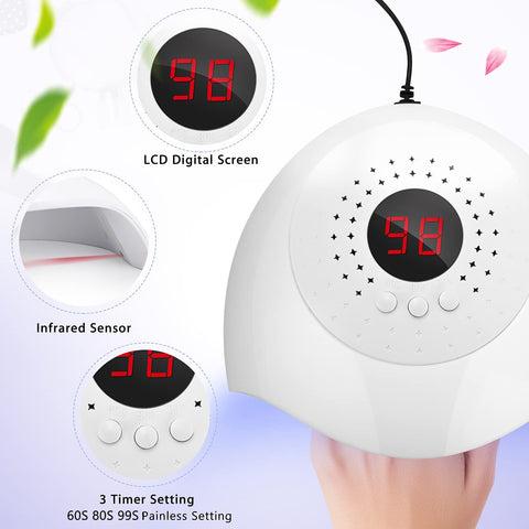 Led UV Nail Lamp 54W Nail Dryer Gel Nail Curing Lamp UV Light for Gel Nails Polishes with USB 3 Timer Auto Sensor