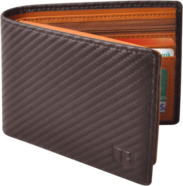 Mens Wallet, RFID Blocking, Flip, Slim Bifold, 2 ID Window Wallet, Superfine Fiber PU Synthetic Leather