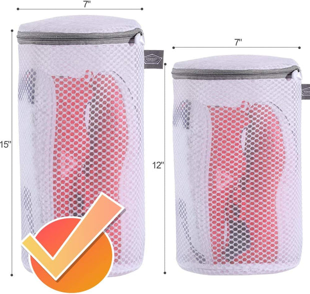 Shoes Wash Bags,Sneaker Mesh Washing Bag,Shoe Cleaning Laundry Bag,125 Honeycomb Fabric,Gray Zipper,Large Size,7 X 15 Inch,Pack of 2 for Gym Shoes,Sneaker,Yeezt Boost,Slipper