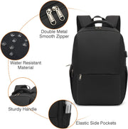 Laptop Backpack, Business Travel Backpack with USB Charging Port, Water Resistant Laptop Rucksack, Anti-Theft Backpack for Men Women, Fits 15.6-Inch Laptop School Bag