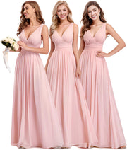 Women'S V Neck Empire Waist A-Line Chiffon Long Evening Dress 09016