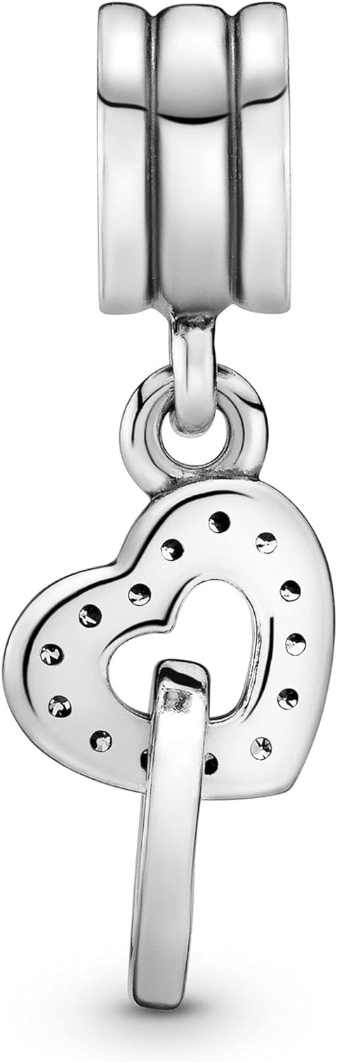 Moments Women'S Sterling Silver Interlocking Love Cubic Zirconia Dangle Charm for Bracelet