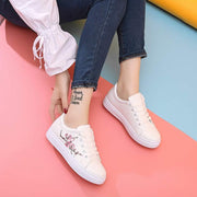 Flat Lace up Trainers Shoes Women Casual Sports Embroidered Breathable Athletic Shoes Low Top Sneakers Spring Autumn Vulcanize Shoes