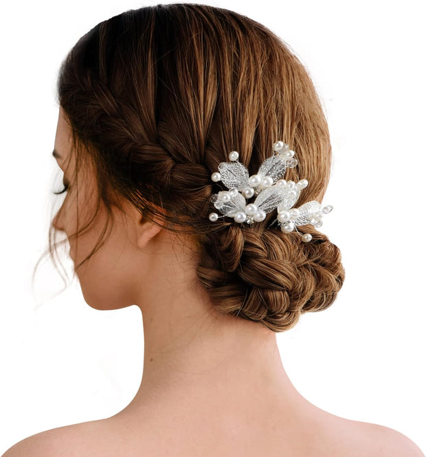 Bridal Hair Pins - 3Pcs Fashion Retro Elegant Ladies Pearl Rhinestone Hair Accessories for Wedding Bridal Jewelry Bridal Hair Accessories Headpiece Wedding Accessories (3PCS)